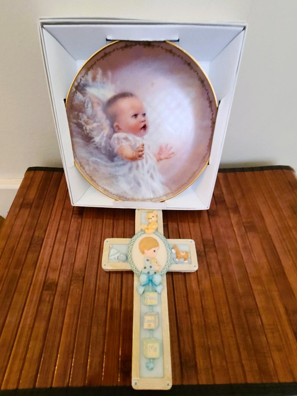 Christening/Baptism Baby Gifts - "God's Treasure Plate & Precious Moments Cross